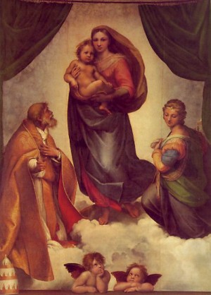 Oil madonna Painting - The Sistine Madonna  c. 1512-14 by Raphael Sanzio