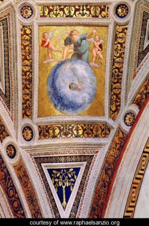 Oil raphael sanzio Painting - The Stanza della Segnatura Ceiling Prime Mover [detail 1] by Raphael Sanzio