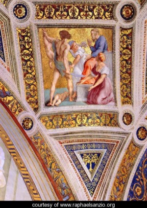  Photograph - The Stanza della Segnatura Ceiling The Judgment of Solomon [detail 2] by Raphael Sanzio