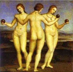Oil raphael sanzio Painting - The Three Graces. c.1503-1504 by Raphael Sanzio