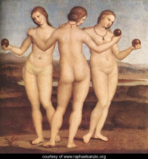 Oil raphael sanzio Painting - The Three Graces by Raphael Sanzio