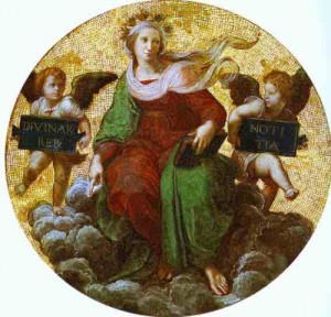 Oil raphael sanzio Painting - Theology (ceiling tondo). 1509-1511 by Raphael Sanzio
