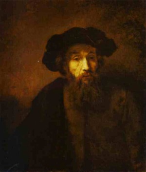 Oil rembrandt Painting - A Bearded Man in a Beret. c. 1657 by Rembrandt