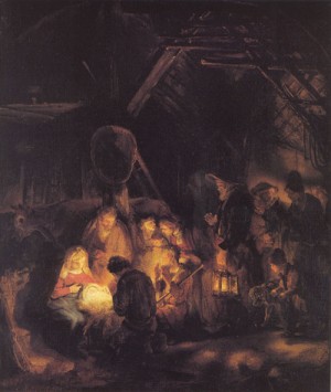 Oil rembrandt Painting - Adoration of the Shepherds. 1646 by Rembrandt