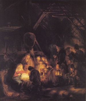  Photograph - Adoration of the Shepherds. 1646 by Rembrandt