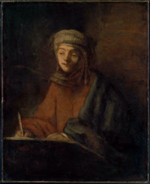 Oil rembrandt Painting - Evangelist writing by Rembrandt