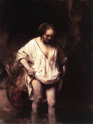 Oil rembrandt Painting - Hendrickje Bathing in a River    1654 by Rembrandt