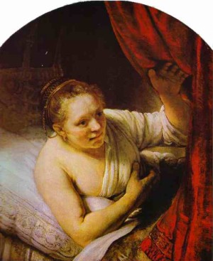 Oil rembrandt Painting - Hendrickje in Bed. c. 1648 by Rembrandt