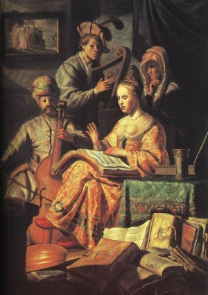 Oil rembrandt Painting - Music Lesson 1626 by Rembrandt