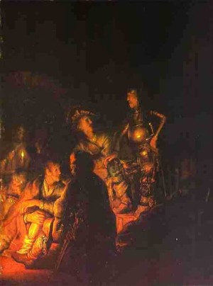 Oil rembrandt Painting - Peter Denying Christ. 1628 by Rembrandt