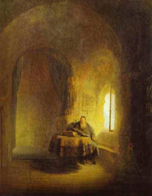 Oil rembrandt Painting - Philosopher Reading. 1631 by Rembrandt