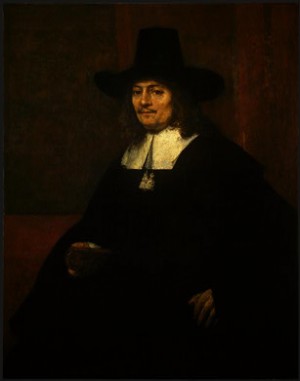 Oil rembrandt Painting - Portrait of a man in a tall hat by Rembrandt