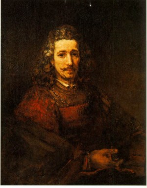 Oil rembrandt Painting - Portrait of a man with a magnifying glass by Rembrandt
