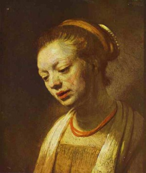 Oil rembrandt Painting - Portrait of a Young Girl. c. 1645 by Rembrandt