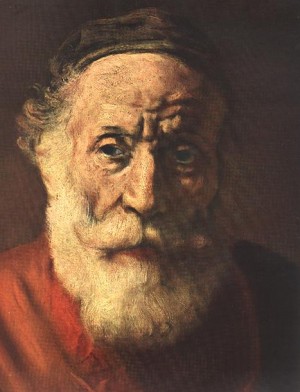 Oil red Painting - Portrait of an Old Man in Red (detail)   1652-54 by Rembrandt