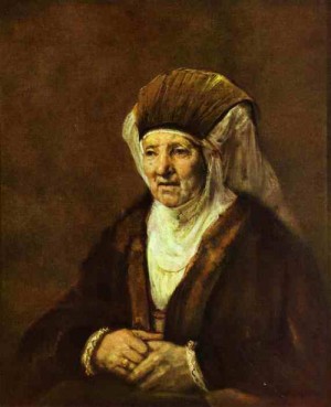 Oil rembrandt Painting - Portrait of an Old Woman. 1655 by Rembrandt
