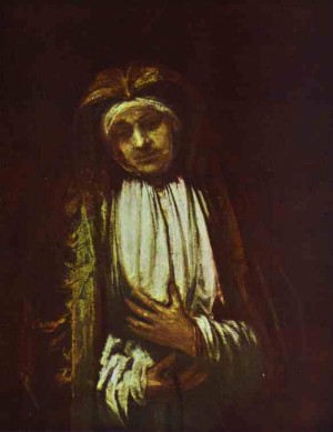 Oil rembrandt Painting - Portrait of an Old Woman. 1661 by Rembrandt
