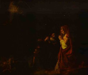  Photograph - Sacrifice of Manoah. 1641 by Rembrandt