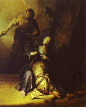  Photograph - Samson Betrayed by Delilah. c 1629~30 by Rembrandt