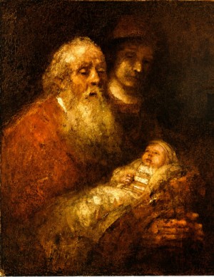 Oil rembrandt Painting - Simeon in the temple (unfinished) by Rembrandt