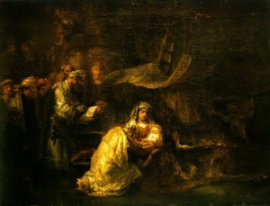 Oil rembrandt Painting - The circumcision in the stable by Rembrandt