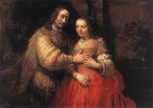 Oil rembrandt Painting - The Jewish Bride    c. 1665 by Rembrandt