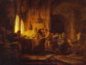 Oil rembrandt Painting - The Parable of the Laborers in the Vineyard. 1637 by Rembrandt