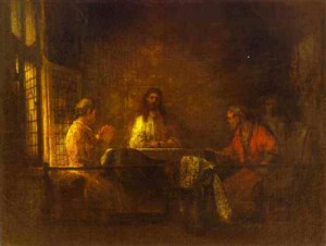 Oil rembrandt Painting - The Pilgrims at Emmaus by Rembrandt