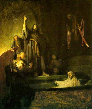  Photograph - The Raising of Lazarus    c. 1630 by Rembrandt