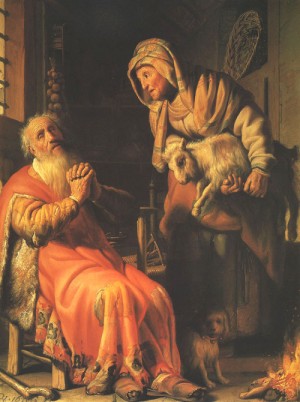 Oil rembrandt Painting - Tobit and Anna. 1626 by Rembrandt