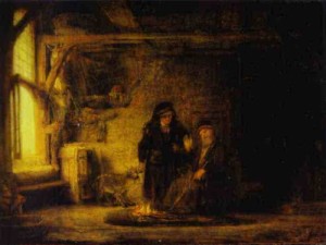 Oil rembrandt Painting - Tobit's Wife with a Goat. 1645 by Rembrandt