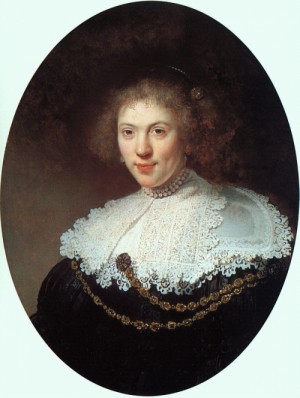  Photograph - Woman Wearing a Gold Chain, 1634 by Rembrandt