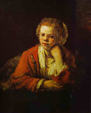 Oil rembrandt Painting - Young Girl at the Window. 1651 by Rembrandt