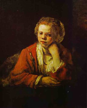 Oil girl Painting - Young Girl at the Window. 1651 by Rembrandt