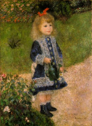 Oil renoir, pierre Painting - A Girl With a Watering Can  1876 by Renoir, Pierre