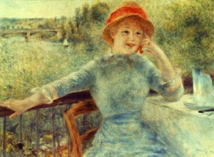 Oil renoir, pierre Painting - Alphonsine Fournaise  1879 by Renoir, Pierre