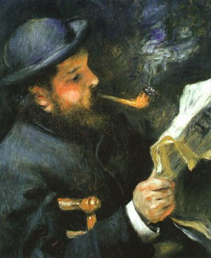 Oil people Painting - Claude Monet Reading, 1872 by Renoir, Pierre