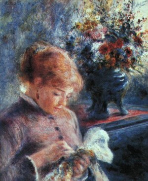 Oil renoir, pierre Painting - Lady Sewing    1879 by Renoir, Pierre