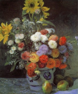  Photograph - Mixed Flowers in an Earthenware Pot, 1869 by Renoir, Pierre