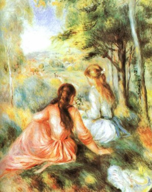 Oil renoir, pierre Painting - On the Meadow, 1890 by Renoir, Pierre