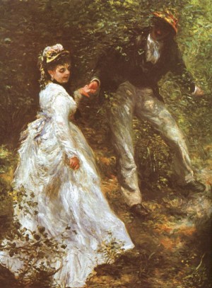 Oil renoir, pierre Painting - The Promenade, 1870 by Renoir, Pierre