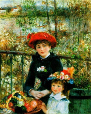 Oil renoir, pierre Painting - Two Sisters (On the Terrace), 1881 by Renoir, Pierre