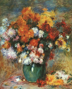 Oil renoir, pierre Painting - Vase of Chrysanthemums by Renoir, Pierre