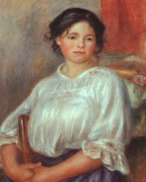 Oil renoir, pierre Painting - Young Girl Seated, 1909 by Renoir, Pierre