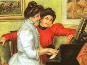 Oil renoir, pierre Painting - Yvonne & Christine Lerolle Playing the Piano, 1897 by Renoir, Pierre