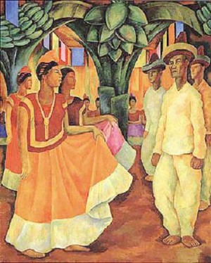 Oil rivera,diego Painting - Dance in Tehuantepec 1928 by Rivera,Diego