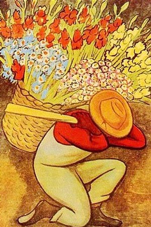 Oil rivera,diego Painting - El Vendedor de Flores by Rivera,Diego