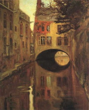 Oil rivera,diego Painting - House over the Bridge, 1909 by Rivera,Diego