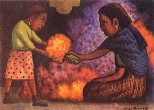 Oil rivera,diego Painting - Mother's Helper by Rivera,Diego