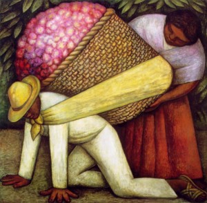 Oil flower Painting - The Flower Carrier  1935 by Rivera,Diego